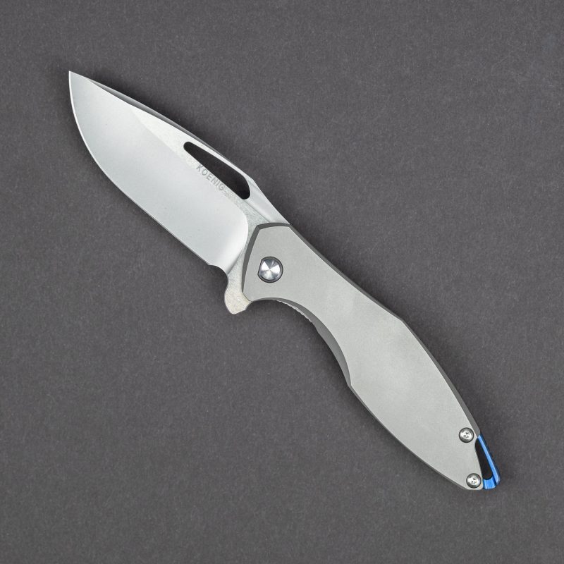 knife koenig arius standard w stonewashed blade blue hardware 1